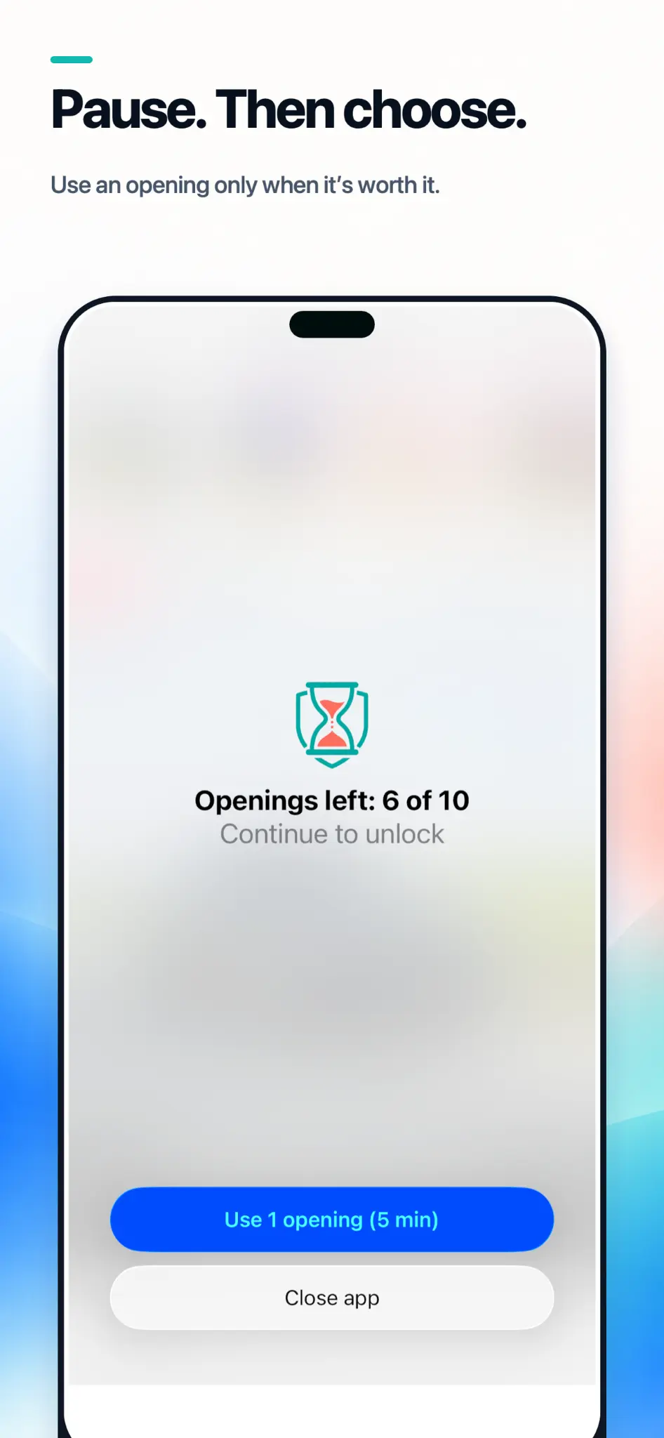 AppLimiter opening decision screen